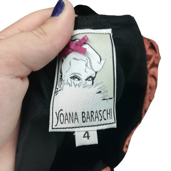 Yoana Baraschi Lace Applique Sleeveless Notch Neck Cocktail Dress Size 4 Party - Picture 14 of 14